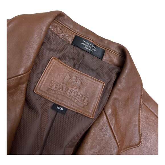 STAFFORD LEATHER Luxury Designer Business Casual Winter Coat Jacket Mens Medium - Picture 3 of 7